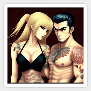 Manga tattoo couple boyfriend girlfriend Magnet